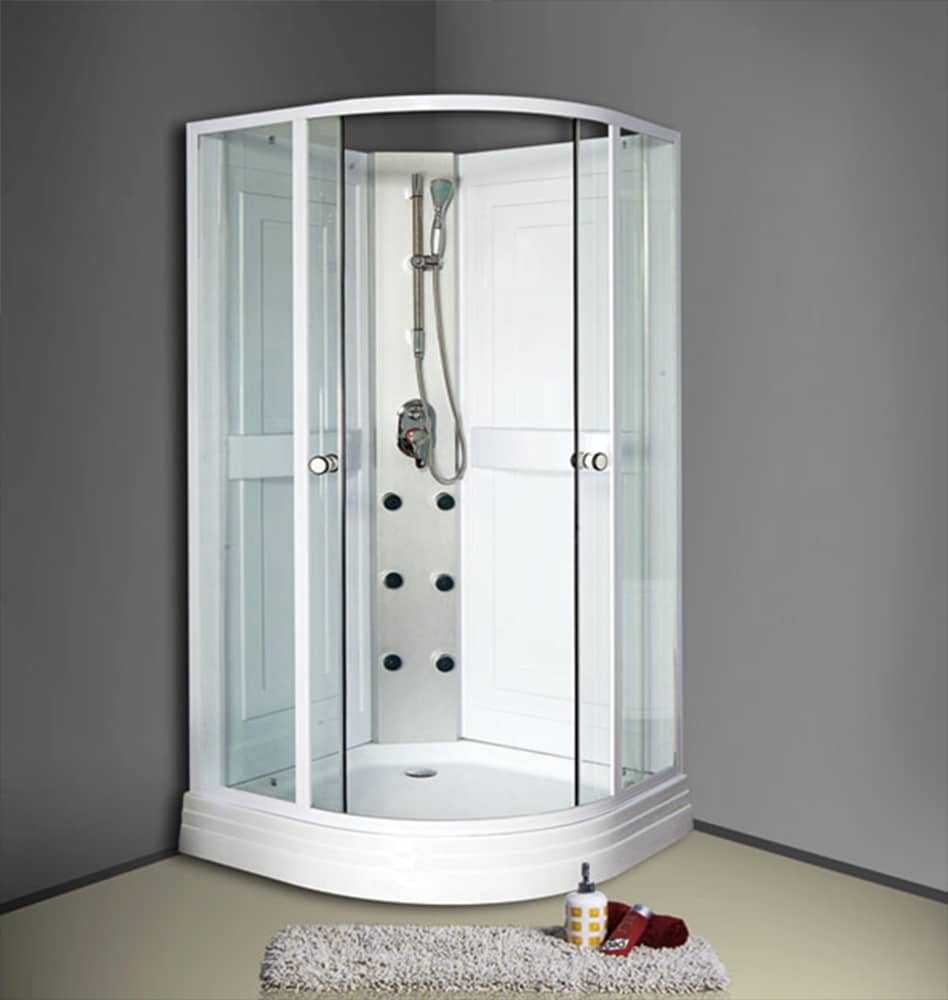 Early freestanding shower cubicle supplied during the development of the Aeros range