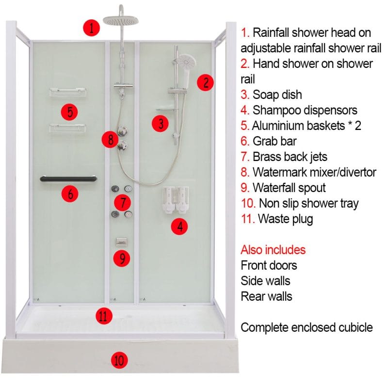 Aeros 15000 Aqua Series deluxe shower parts and accessories