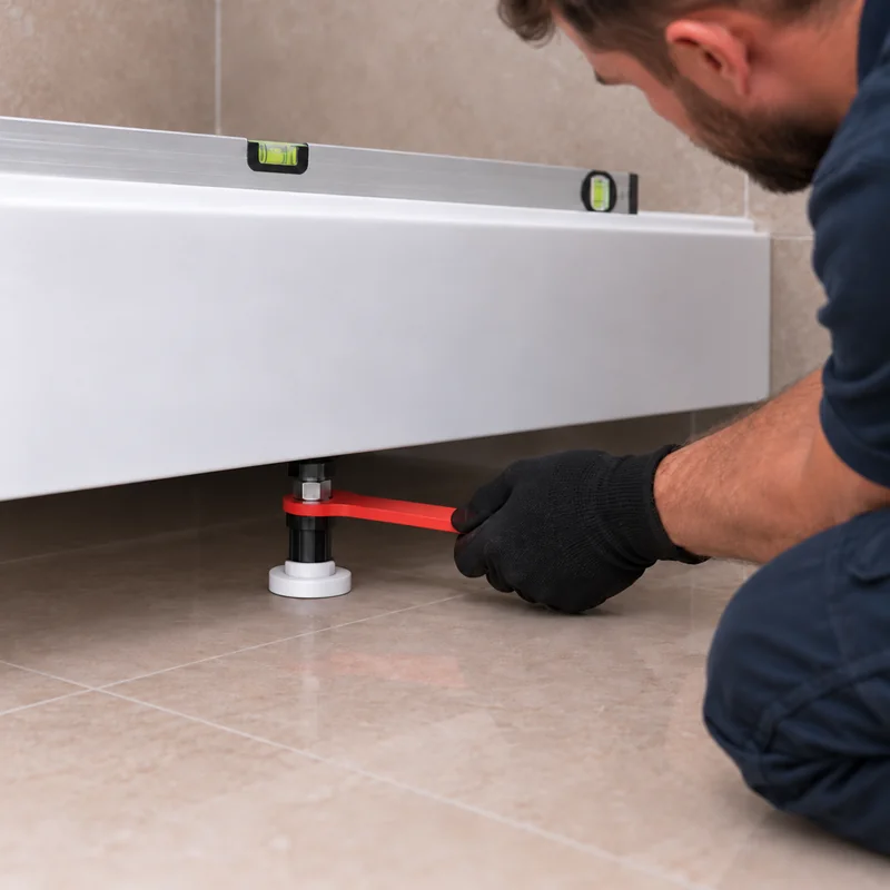 Step 1: Adjusting the shower tray feet