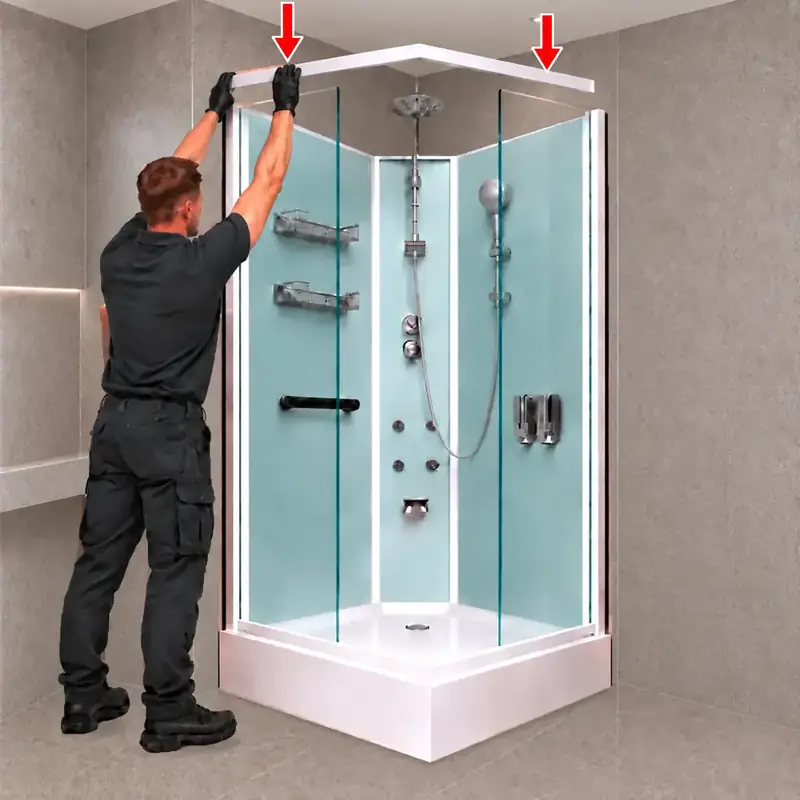 Step 10: Lowering the top door rail