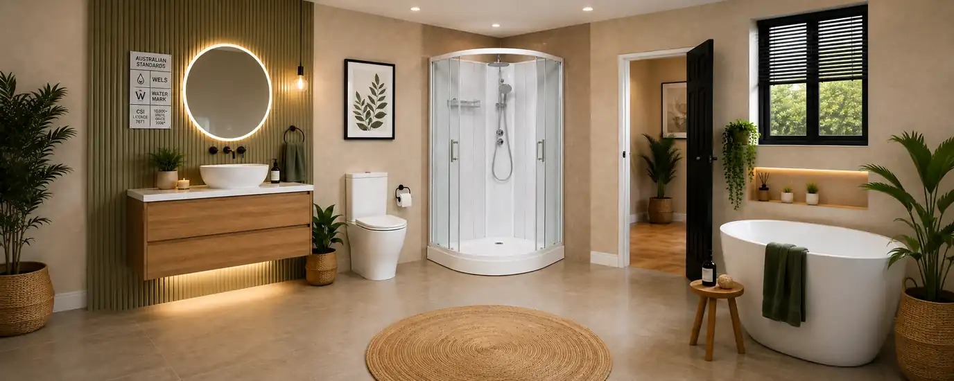 11000 Series buyers guide – Aeros 11000 Aqua Series round corner-entry shower cubicle in a modern bathroom