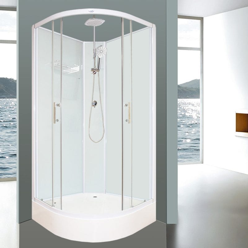Aeros 11000 Aqua Series round corner-entry shower cubicle internal view