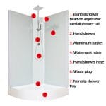 Aeros 11000 Aqua Series included shower parts and accessories