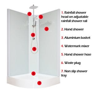 Aeros 11000 Aqua Series included shower parts and accessories