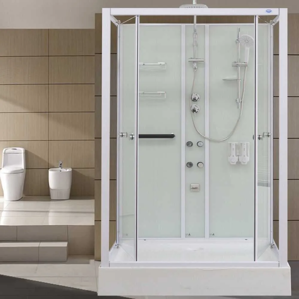 Aeros rectangular shower pod used in a shower pods vs tiles comparison