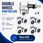 19mm Double wheel rollers x 4
