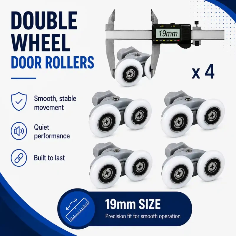 19mm Double wheel rollers x 4