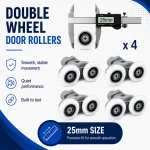 25mm Double wheel rollers x 4