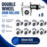 25mm Double wheel rollers x 8