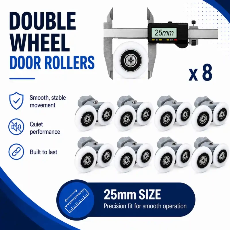 25mm Double wheel rollers x 8