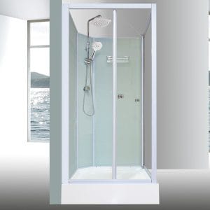 Aeros 3000 Aqua Series square front-entry shower cubicle internal view