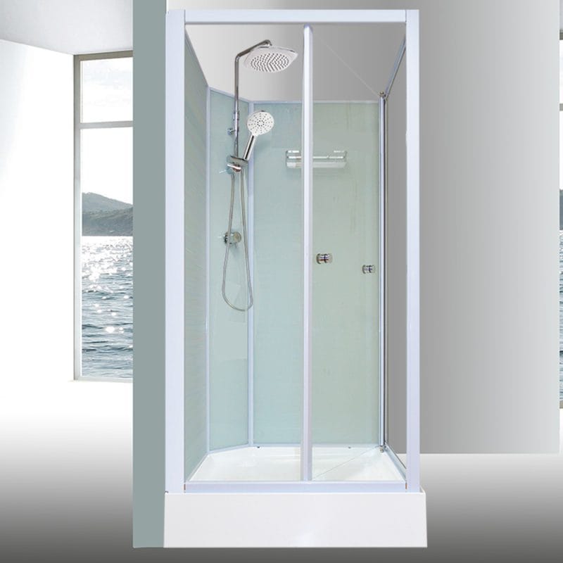 Aeros 3000 Aqua Series square front-entry shower cubicle internal view