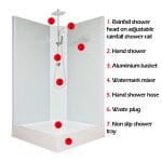 Aeros 3000 Aqua Series included shower parts and accessories