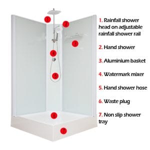 Aeros 3000 Aqua Series included shower parts and accessories