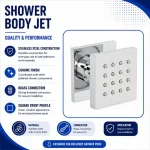 Aeros stainless steel shower body jet – front view Aeros stainless steel shower body jet front view with chrome finish