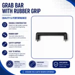 Aeros black shower grab bar with rubber grip