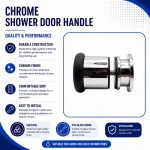 Aeros round chrome shower door handle with rubber grip