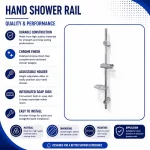 Aeros hand shower rail with adjustable soap dish and holder bracket Aeros hand shower rail with adjustable soap dish and holder bracket