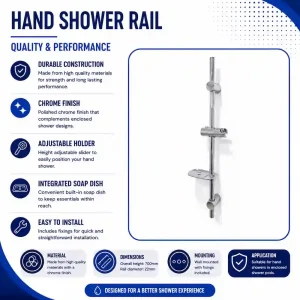 Aeros hand shower rail with adjustable soap dish and holder bracket