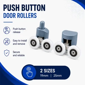 19mm or 25mm Push button wheel rollers