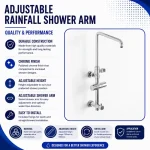 Aeros adjustable rainfall shower arm Polished chrome Aeros adjustable rainfall shower arm for enclosed shower cubicles