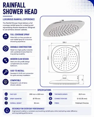 White Aeros rainfall shower head